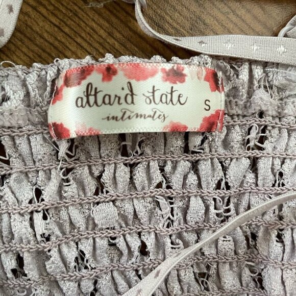 Altar'd State Lace Bralette Sz Small Taupe Stretch Strappy Longline Wireless Bra - Picture 8 of 8